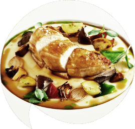 Farmhouse chicken supreme with silky mash, marinated and pan fried vegetables-art-opt