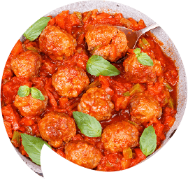 Meatballs in a basil and tomato sauce-shaped-opt