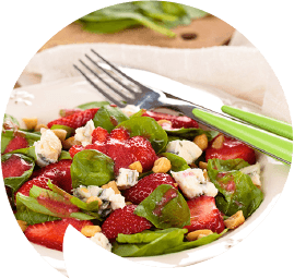 Spinach, blue cheese and strawberry salad-shaped-opt